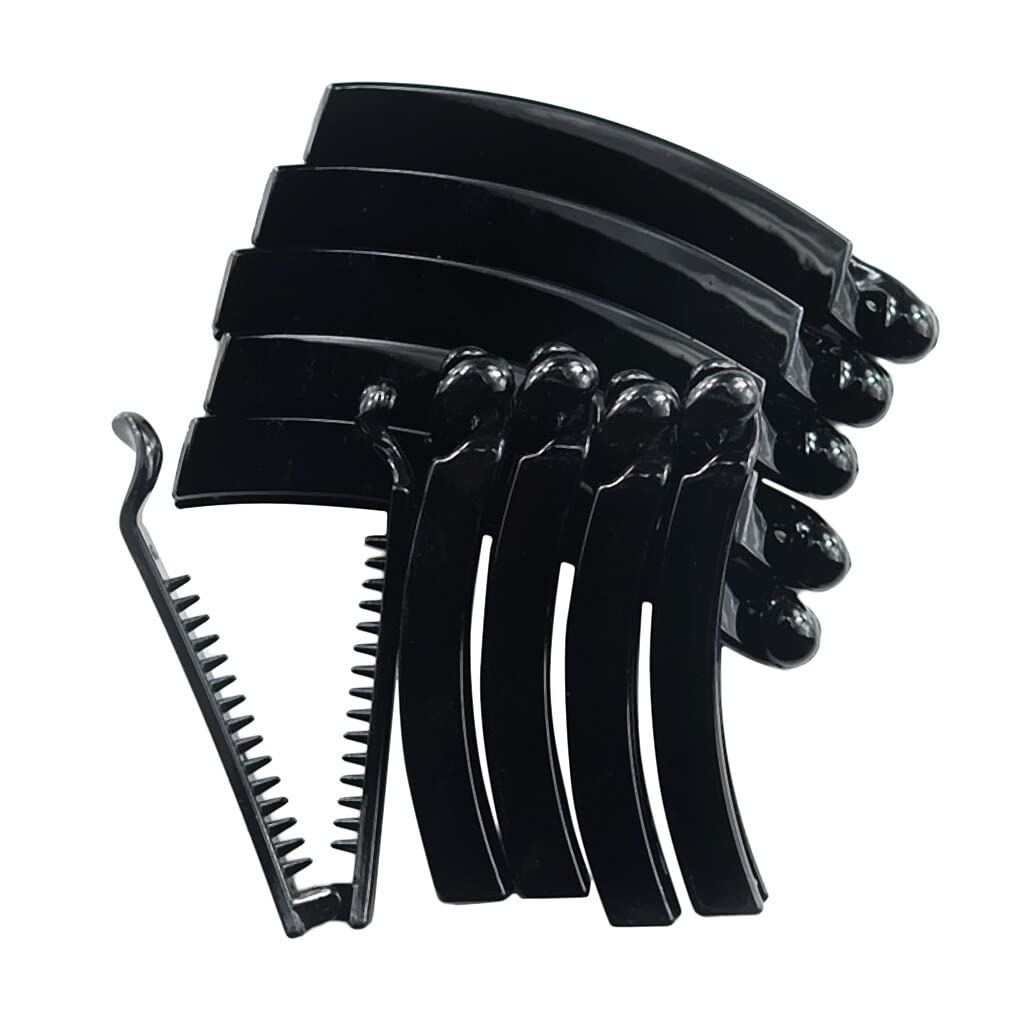 12 Pack Black Square Banana Hair Clips - 10cm Plastic Barrettes for Ponytails & Hairstyles | Perfect for School, Work, and Everyday Hair Accessories