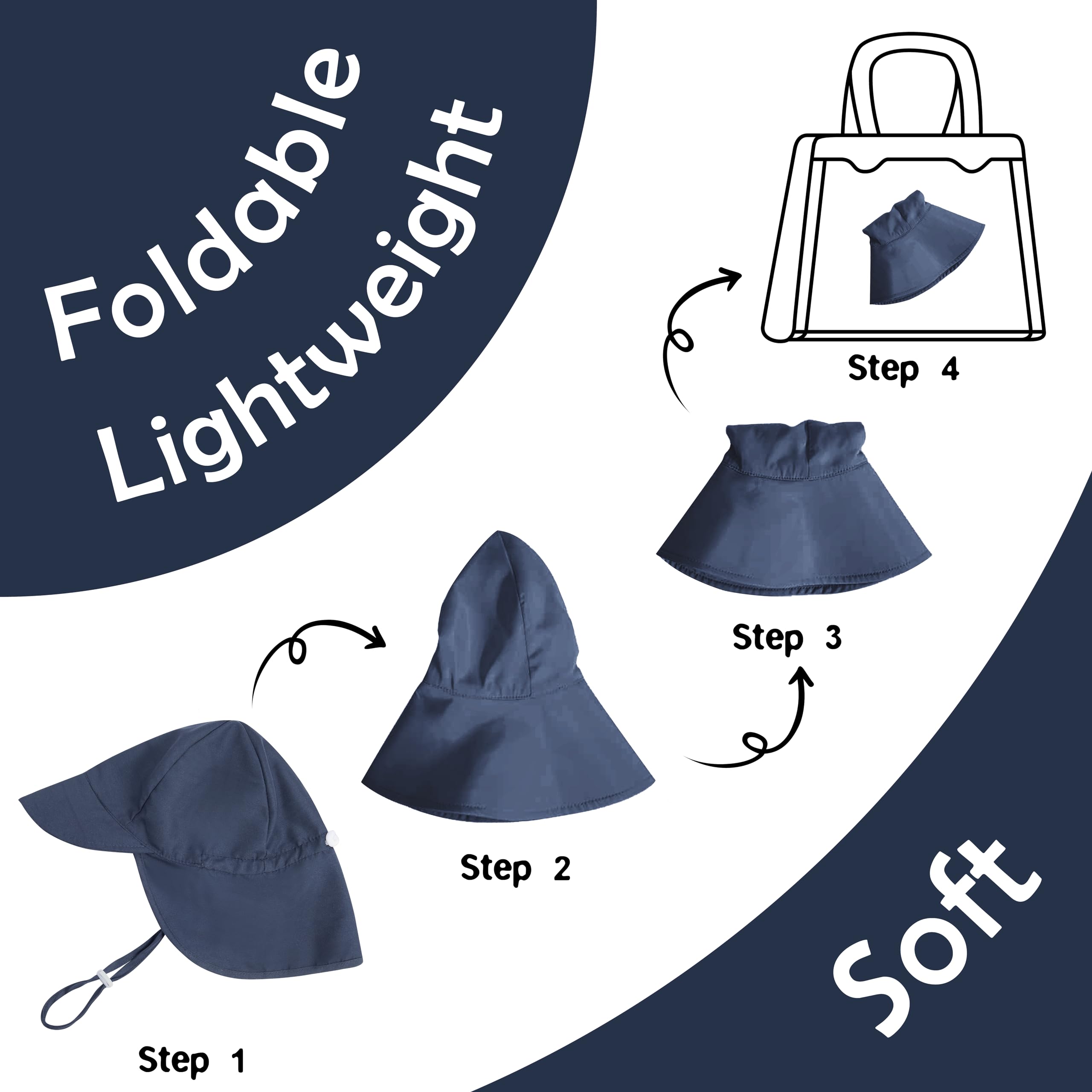 2 Pack Baby Sun Hats UPF 50+ UV Protection - Toddler Beach Hat for Boys & Girls 0-4 Years - Soft Brim Sun Hat for Outdoor Play, Pool, Beach & Summer Activities