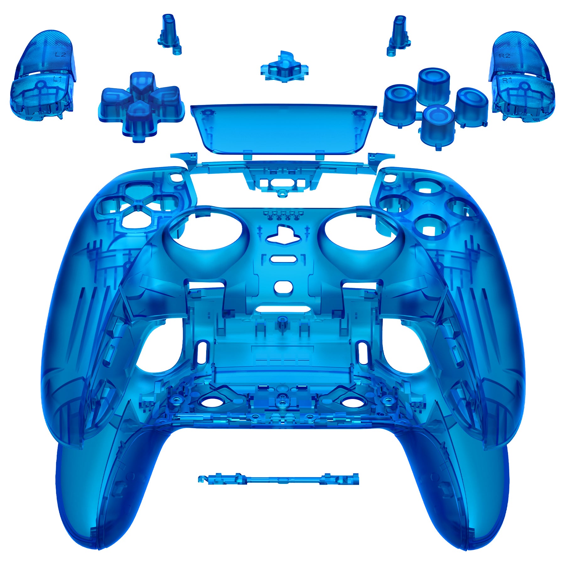 eXtremeRate Clear Blue Full Housing Shell with Buttons & Touchpad Cover for PS5 Edge Controller - Custom Replacement Front & Back Plates | Gaming Accessories for Enhanced PS5 Edge Controller Experience