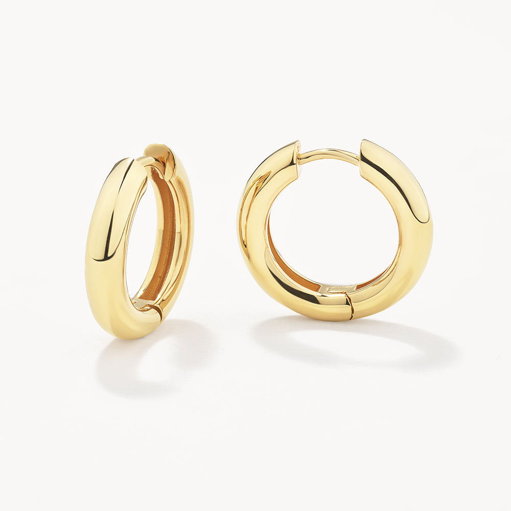 Gold Midi Curve Hoop Earrings for Women - Trendy Chunky Hollow Hoops - Perfect for Everyday Wear, Date Night & Office Outfits