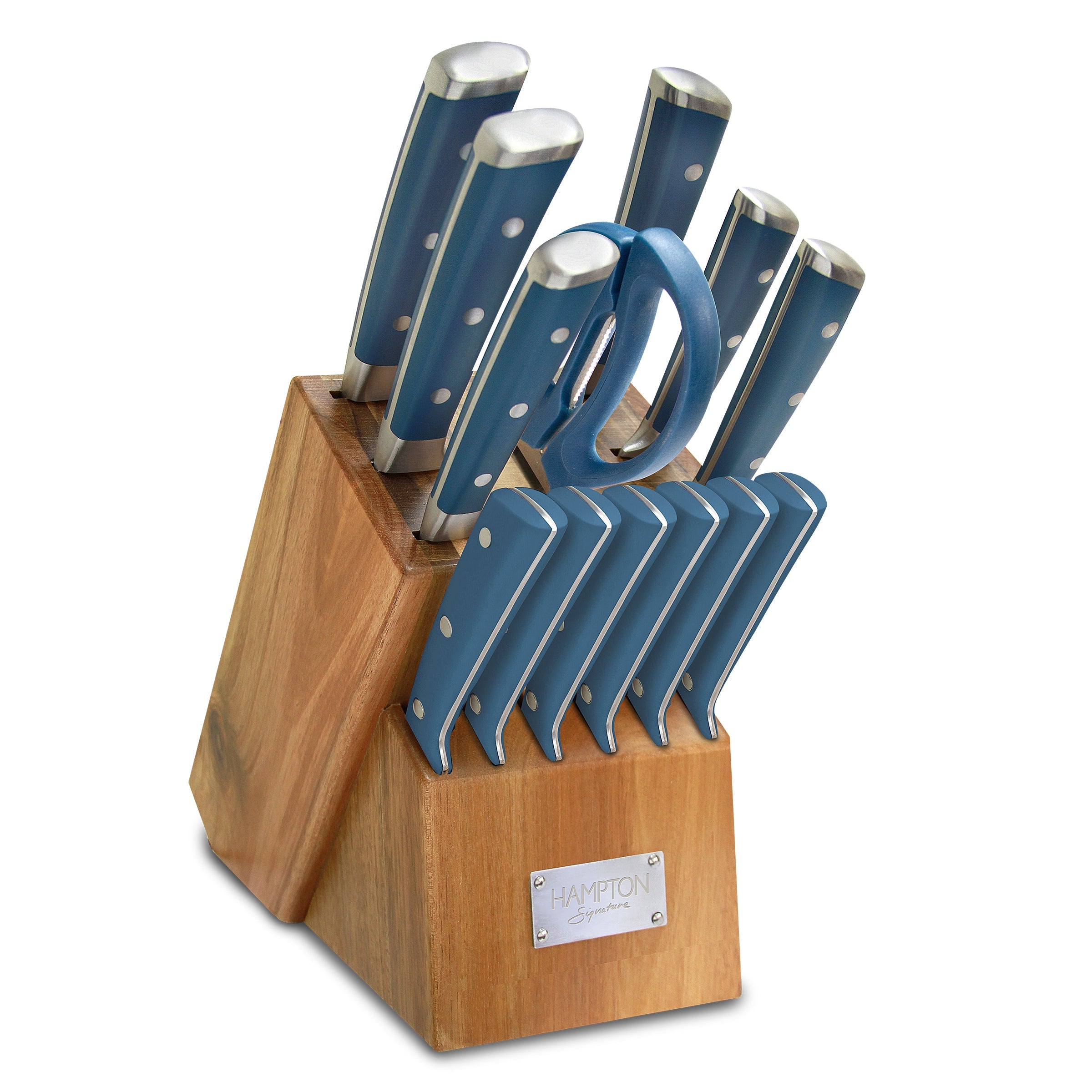 Premium 14-Piece Knife Block Set - High-Quality Stainless Steel Kitchen Cutlery with Wooden Holder - Perfect for Home Chefs & Cooking Enthusiasts