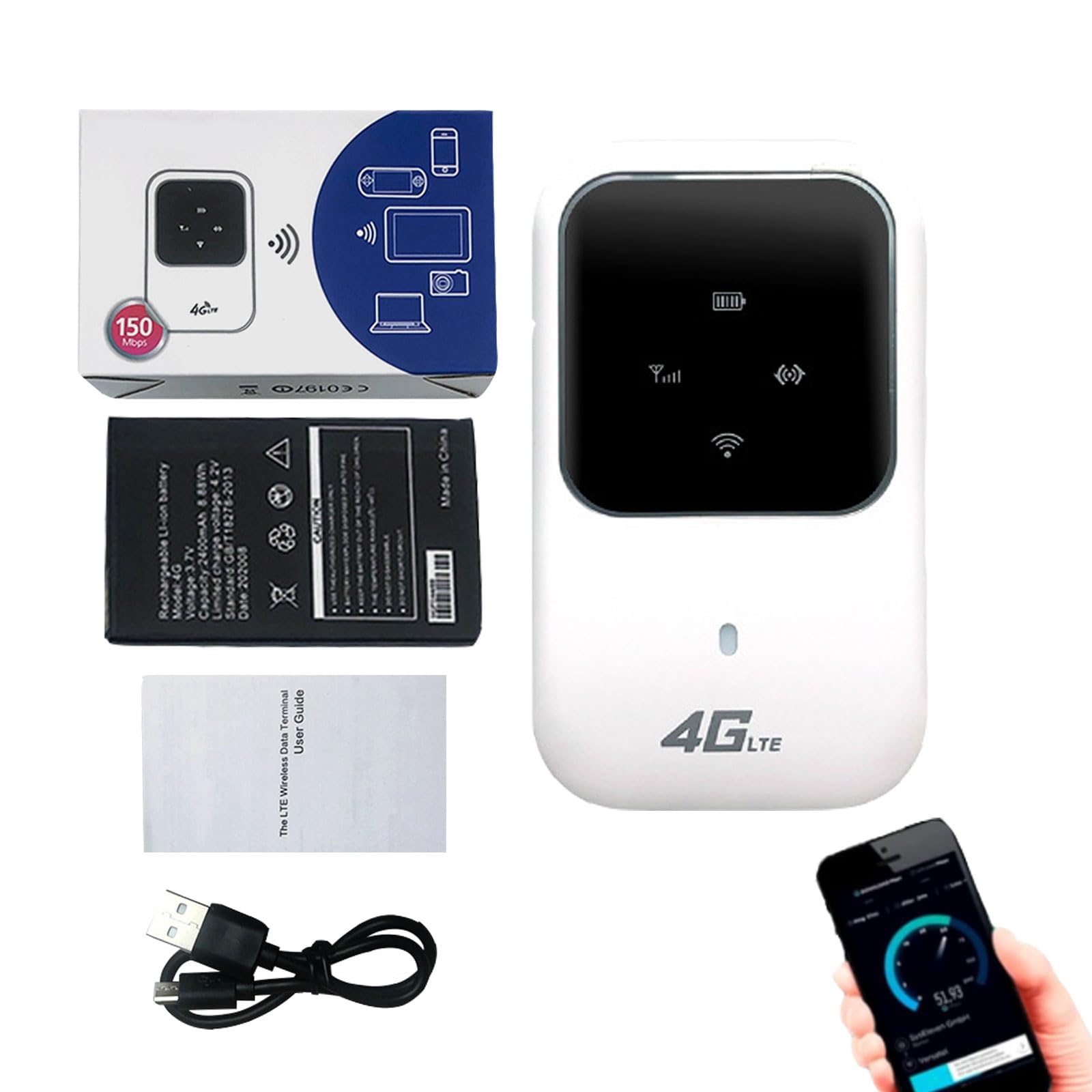Portable WiFi Hotspot - High Speed 4G LTE Smart Router with Unlimited Data for Travel, Camping & Remote Work - Wireless Internet Anywhere (1 Pack)