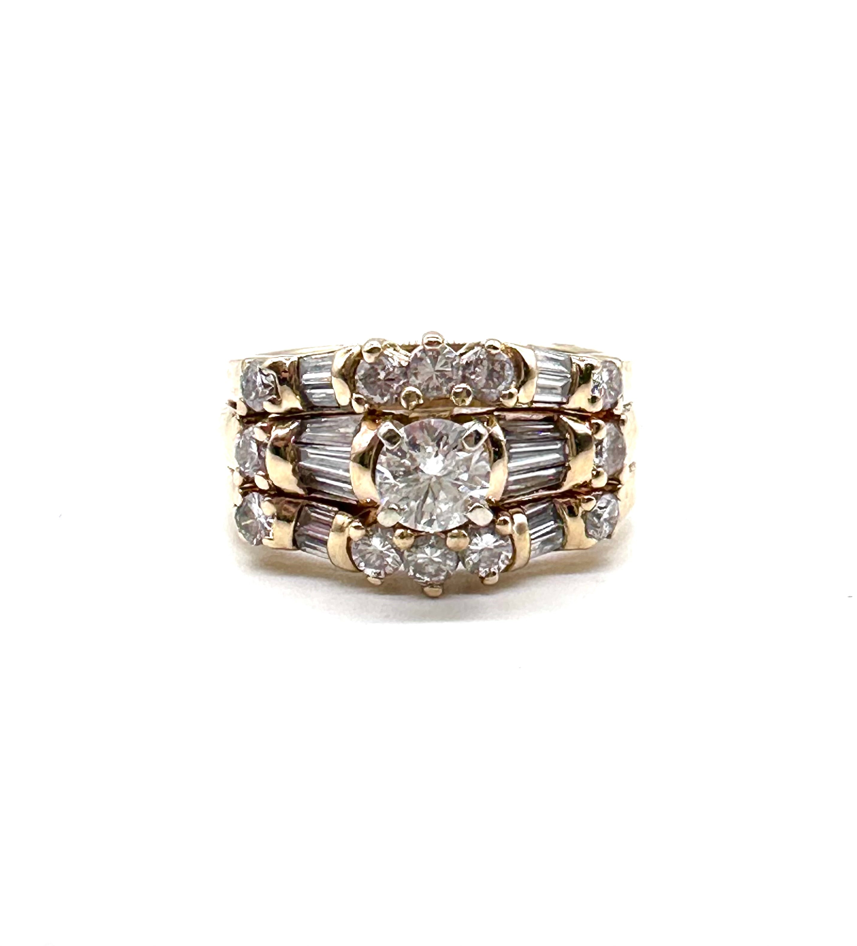 3 Row Diamond Wedding Ring Set for Women - Elegant Stackable Engagement & Anniversary Bands - Perfect for Bridal Jewelry, Proposals & Special Occasions