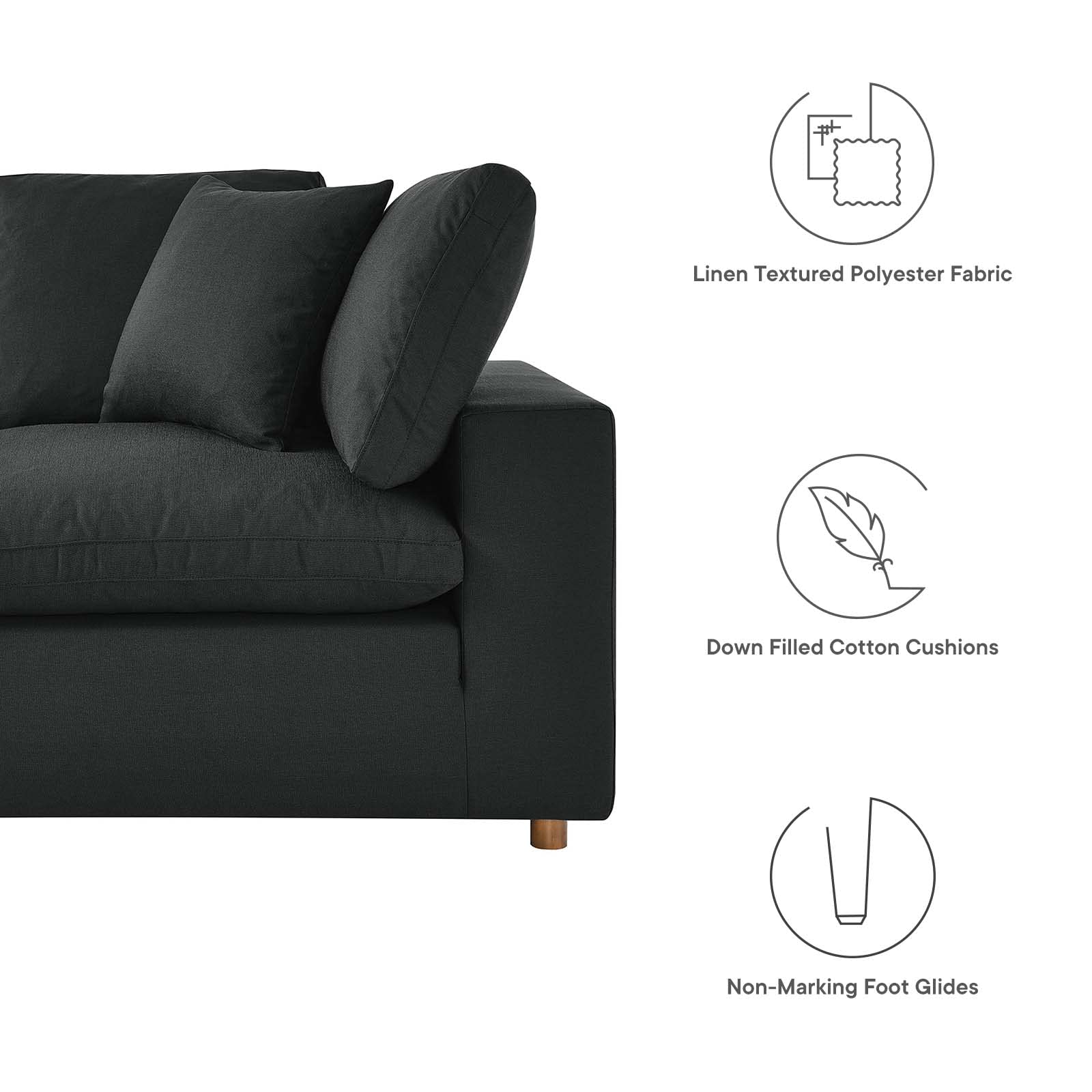 Modway Commix Down-Filled Overstuffed 8-Piece Sectional Sofa Set - Plush Upholstered Living Room Furniture for Large Spaces & Family Gatherings