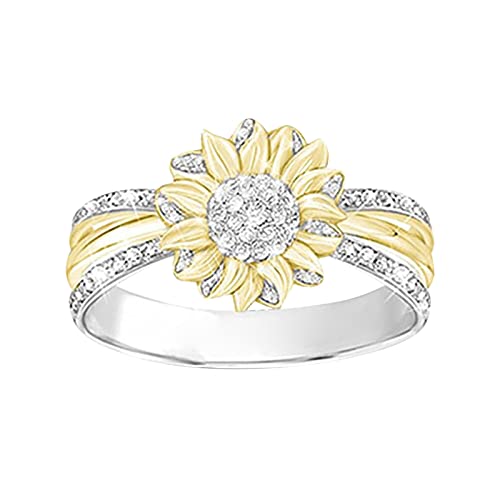 Winnerlion Sunflower Spinning Ring for Women - Elegant Fingertip Ring, My Sunshine Ring, Romantic Wedding Gift for Her - Perfect for Date Nights, Proposals & Special Occasions