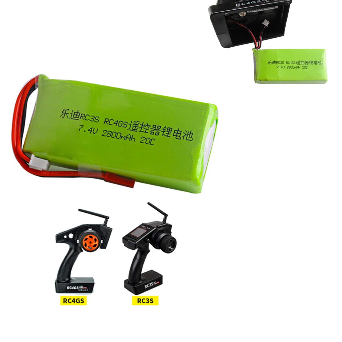 7.4V 2800mAh 20C LiPo Battery 2S Rechargeable Lithium Polymer Battery for Radiolink RC3S RC4GS RC6GS RC Transmitter Remote Controller - Perfect for RC Cars, Drones, and Remote Control Toys