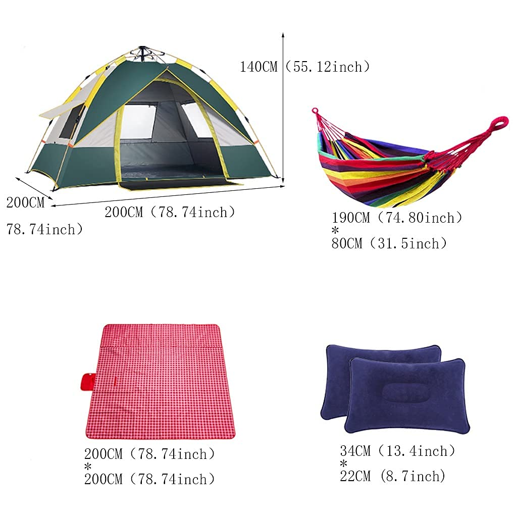 Automatic Pop-Up Camping Tent with Dome Frame, Sun Protection, Quick Setup for 3-4 People - Lightweight & Portable for Outdoor, Wild Camping & Rainstorm Protection - Perfect for Family Camping, Hiking & Backpacking Adventures