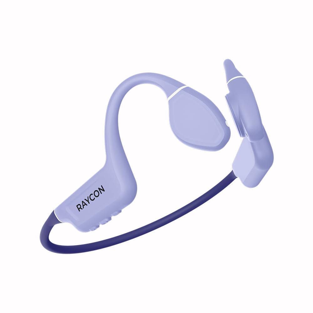 Raycon Bone Conduction Headphones - Open-Ear Bluetooth 5.0 Wireless Earbuds with Built-in Mic, IPX68 Waterproof & Sweatproof for Running, Cycling, Gym Workouts - 13 Hour Playtime, Secure Fit, Purple - Perfect for Outdoor Sports, Jogging, and Active Lifestyles