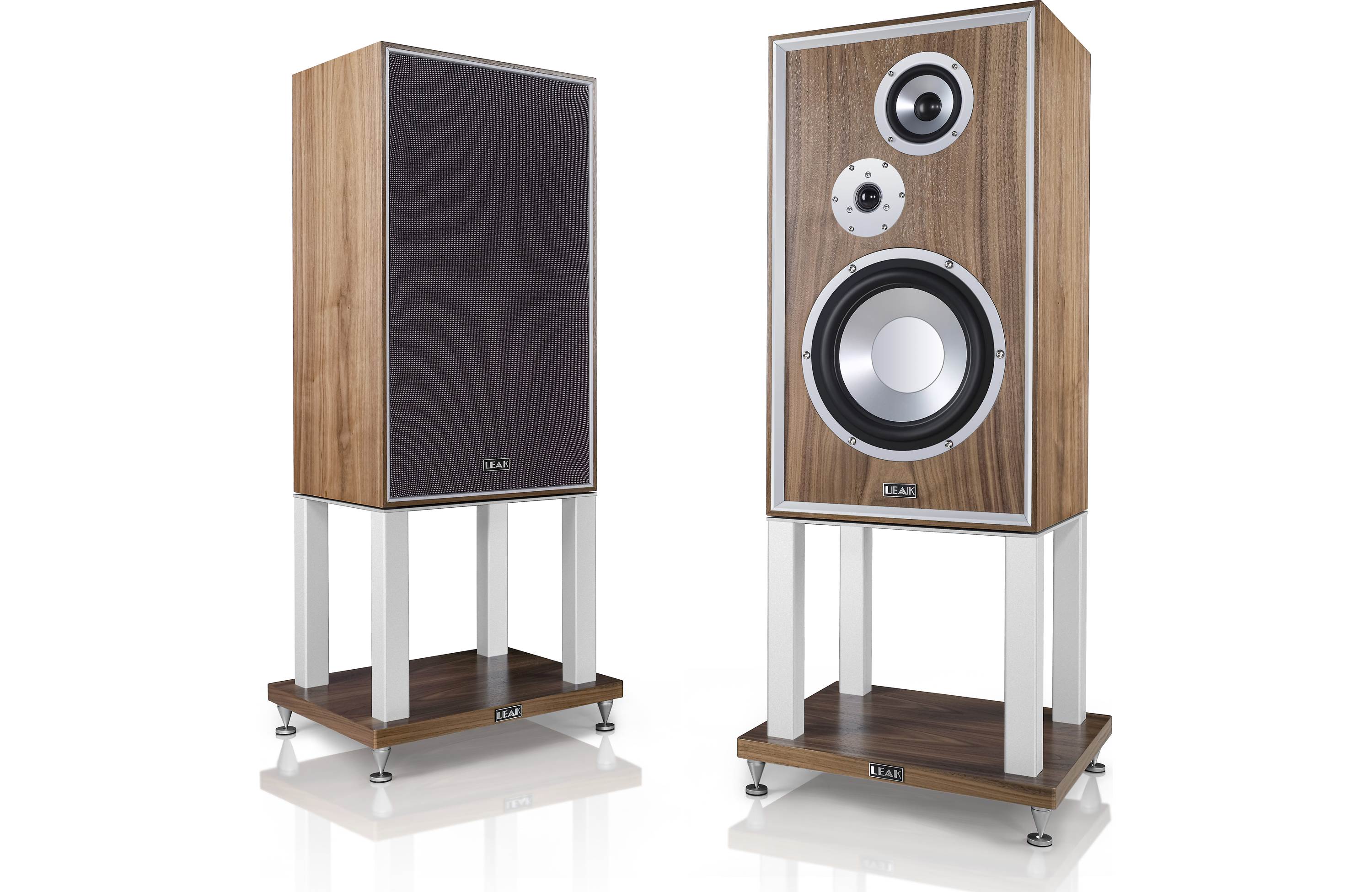 LEAK Sandwich 250 Standmount Loudspeakers Walnut Pair - Open Box with Speaker Stands | High-Fidelity Bookshelf Speakers for Home Audio & Music Listening