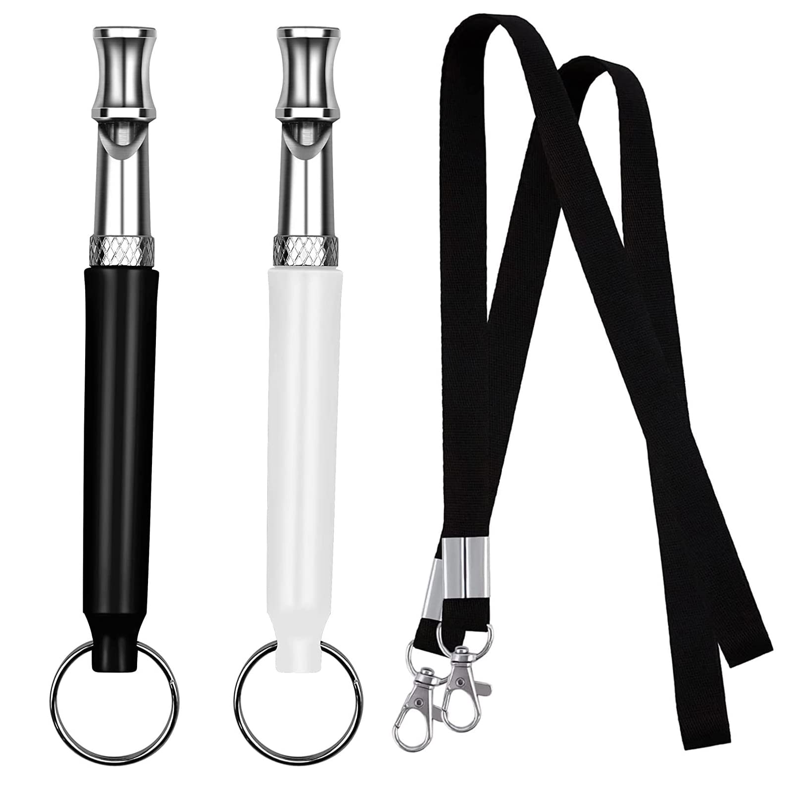 Professional Ultrasonic Dog Whistle 2 Pack - Silent Dog Training Whistle to Stop Barking, Recall & Attacks - Perfect for Neighbors' Dogs, Obedience Training & Outdoor Safety (Black & White) - Ideal for Dog Parks, Hiking & Home Use