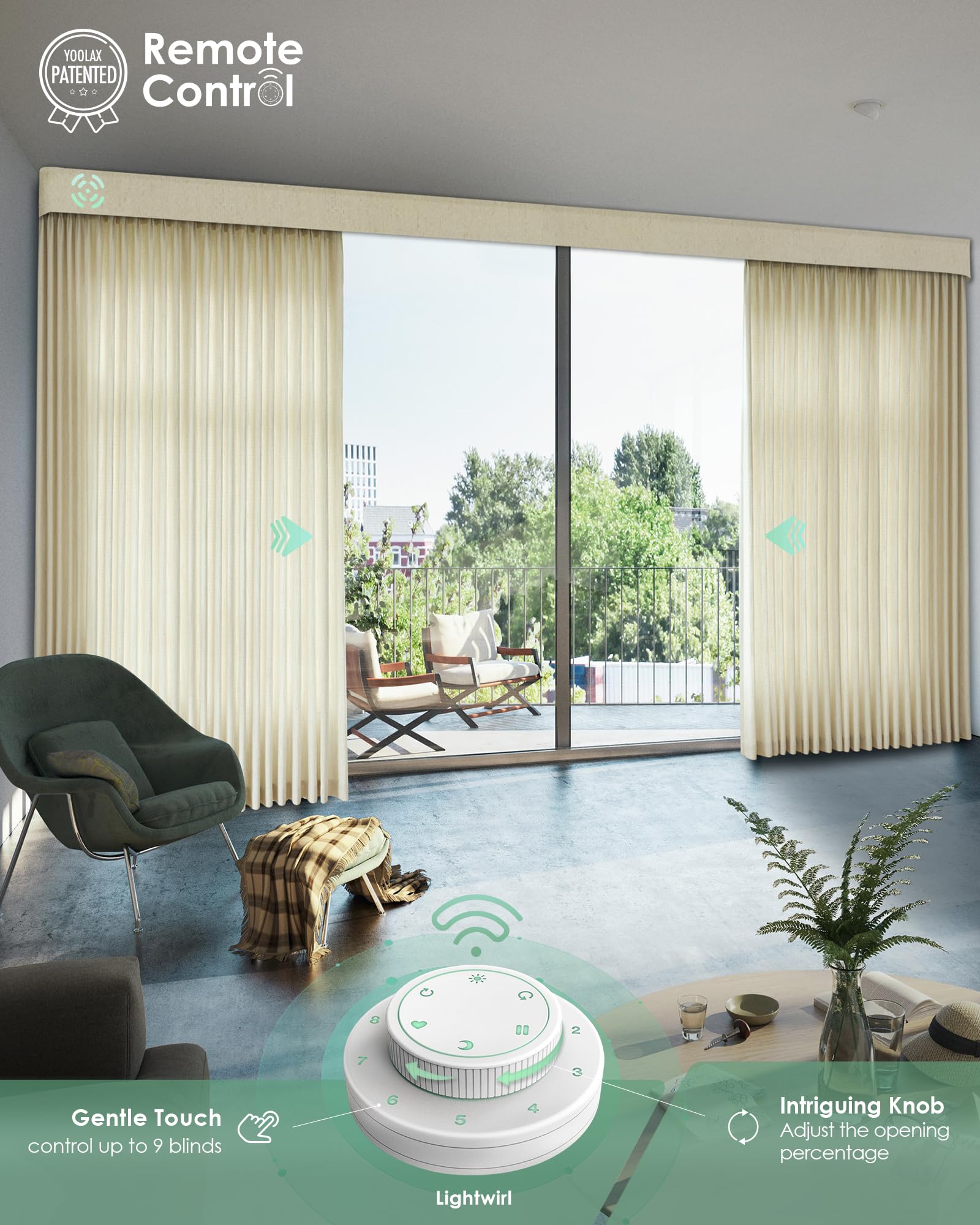 Smart Motorized Curtain Rods with Thermal Insulated Drapes - Yoolax Alexa & Google Home Compatible Electric Curtains, Light Color Fabric Sample - Perfect for Smart Homes, Bedrooms & Living Rooms