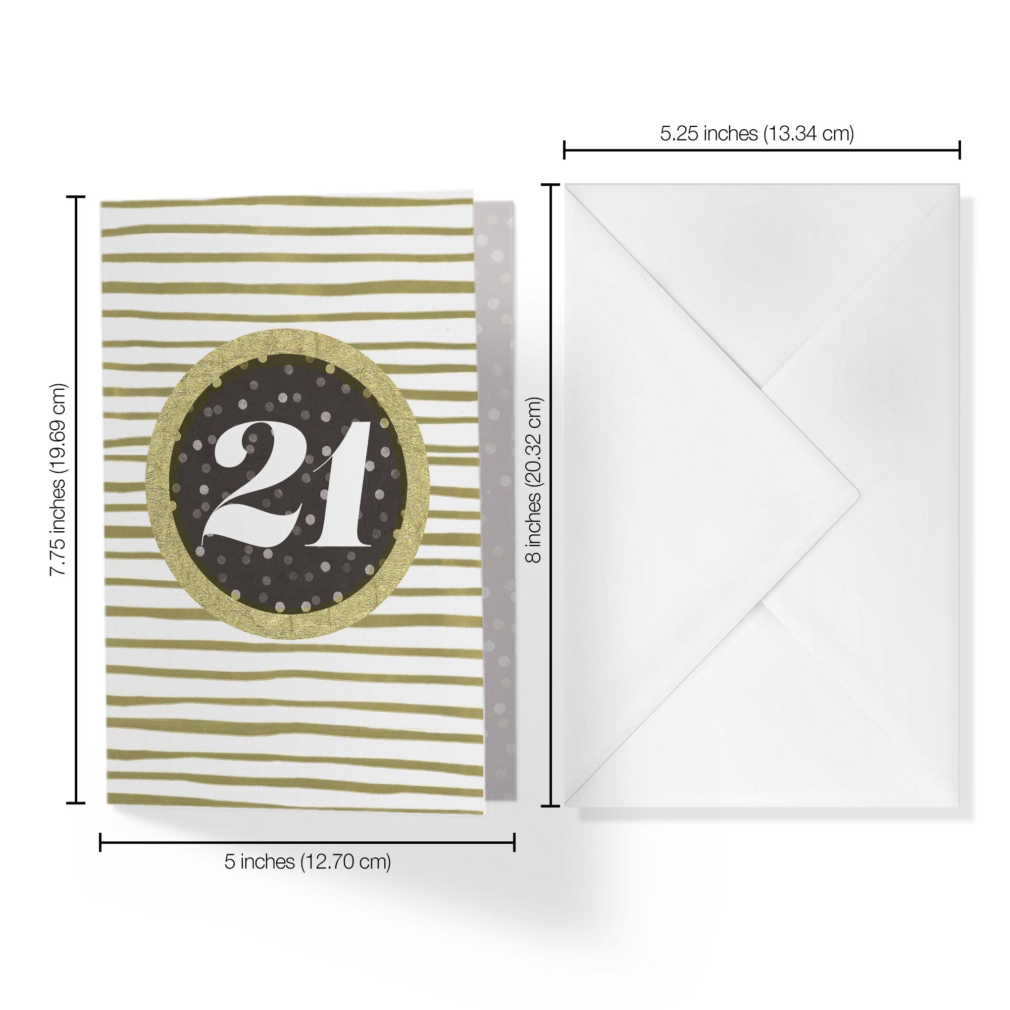 Happy 21st Birthday Card - Elegant 5x7.5 Inch Greeting Card with Envelope - Perfect for Milestone Birthday Celebrations, Parties & Special Gifts