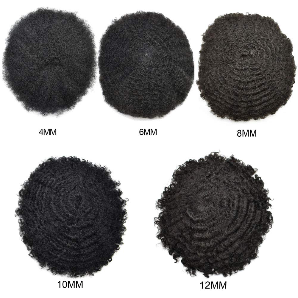 Afro Toupee for Black Men - Kinky Curly Human Hair Toupee with French Lace Base - 8