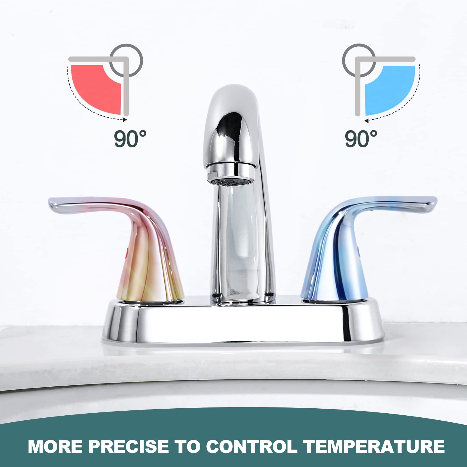 4 Inch Centerset Bathroom Sink Faucet with 2 Handles & Pop-Up Drain - Chrome RV Lavatory Vanity Faucet for Home, RV, and Small Space Bathrooms