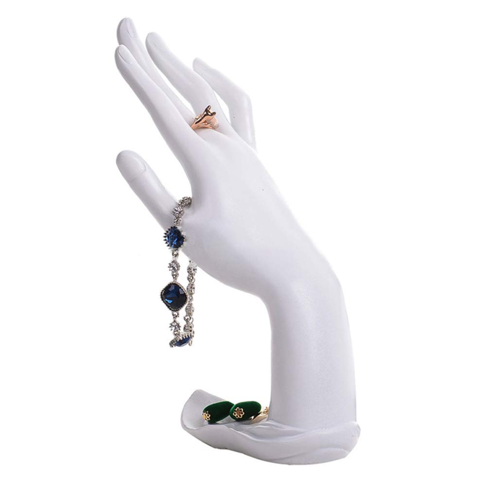 Homeanda White Resin Hand-Shaped Ring Stand - Elegant Bracelet & Jewelry Organizer for Necklaces, Rings & Watches | Perfect for Vanity Display, Boutique Showcase & Gift Wrapping (Style 1-White)