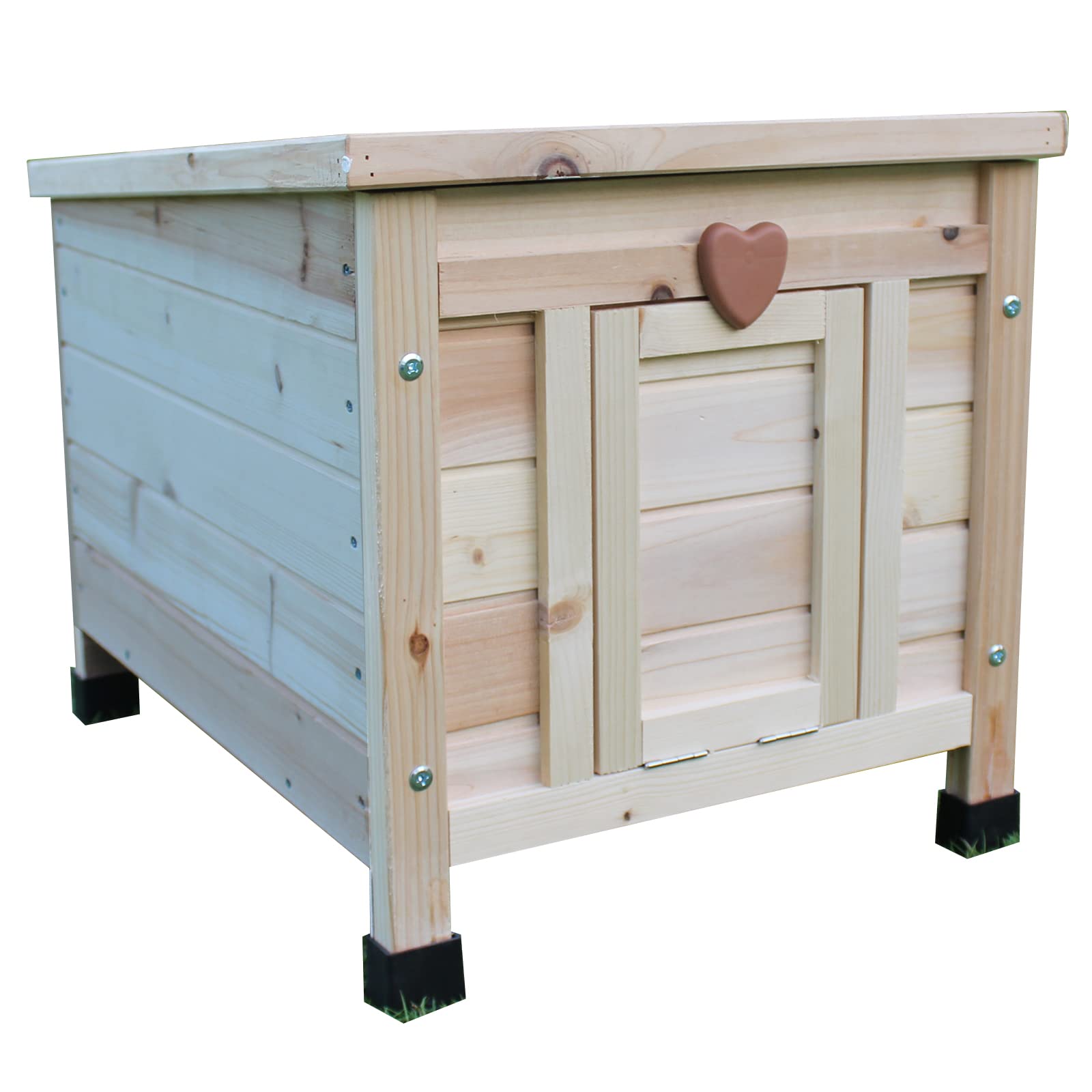Rockever Weatherproof Outdoor Cat House - Wooden Shelter for Feral Cats & Small Pets, Rabbit Hutch - Beige | Perfect for Backyards, Gardens & All-Weather Protection