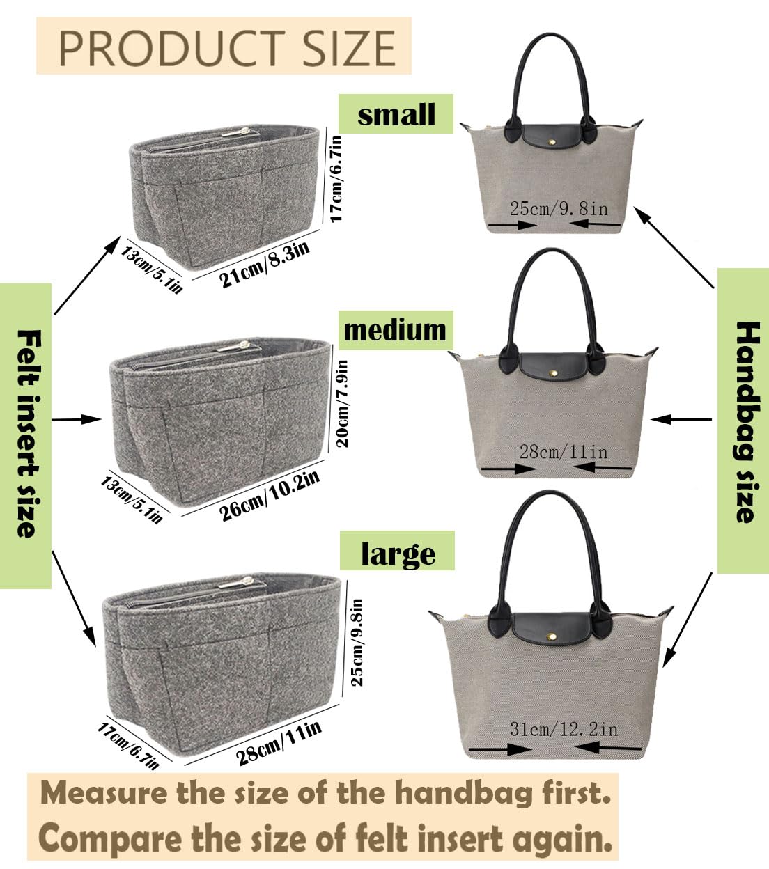 LKCAEY Purse Organizer Insert for Le Pliage Tote - Large Handbag Organizer Insert for Women - Perfect for Work, Travel & Daily Use (Black, 1032)