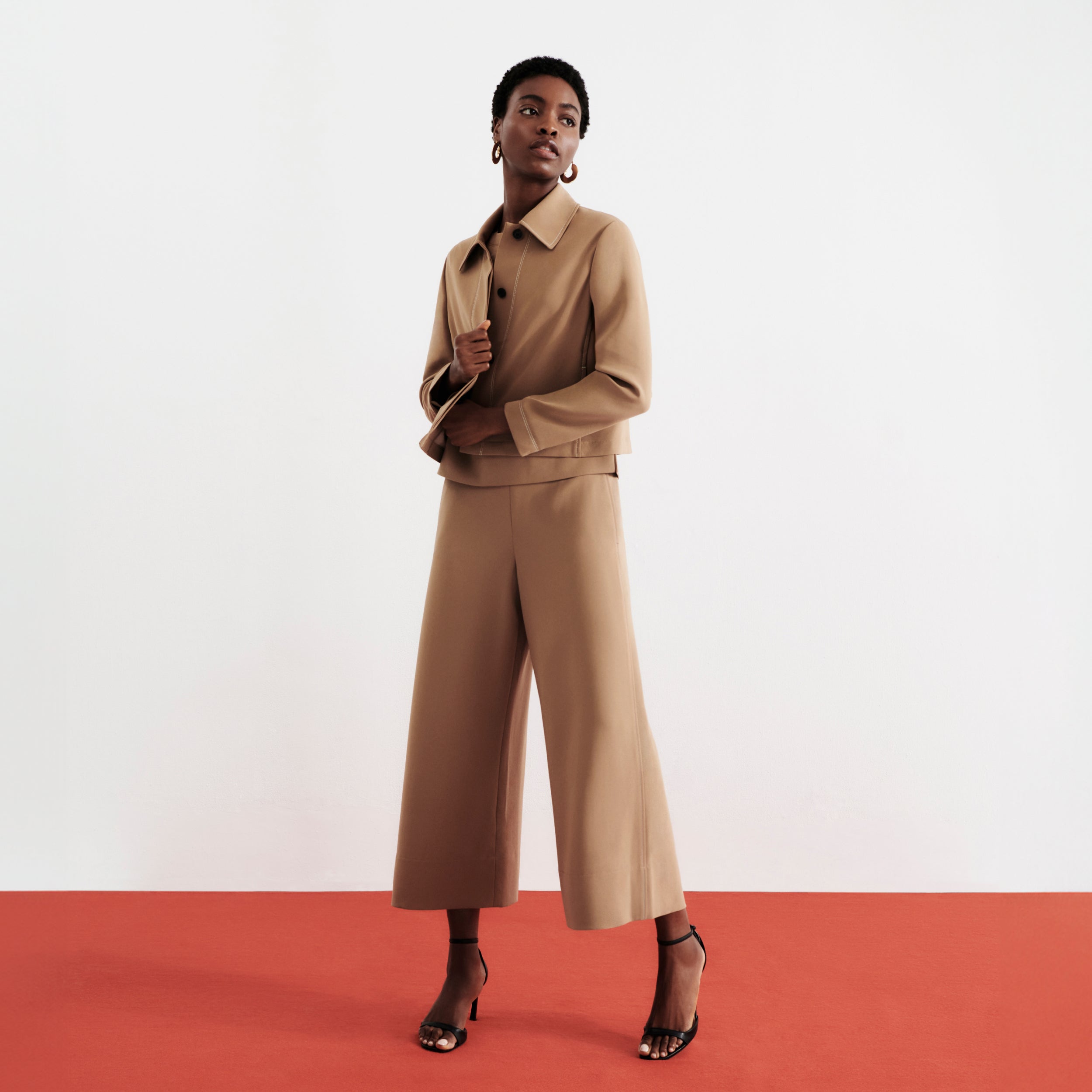 Elena Travel Culotte Pants - Everyday Comfort in Soft Crepe Fabric with Light Saddle Color | Perfect for Work, Travel & Casual Wear