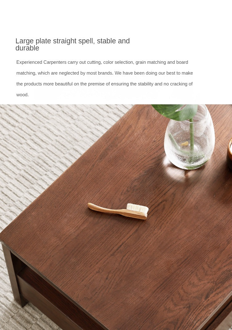 Solid Oak Wood Modern Minimalist Coffee Table - Scandinavian Style Living Room Furniture for Home Decor