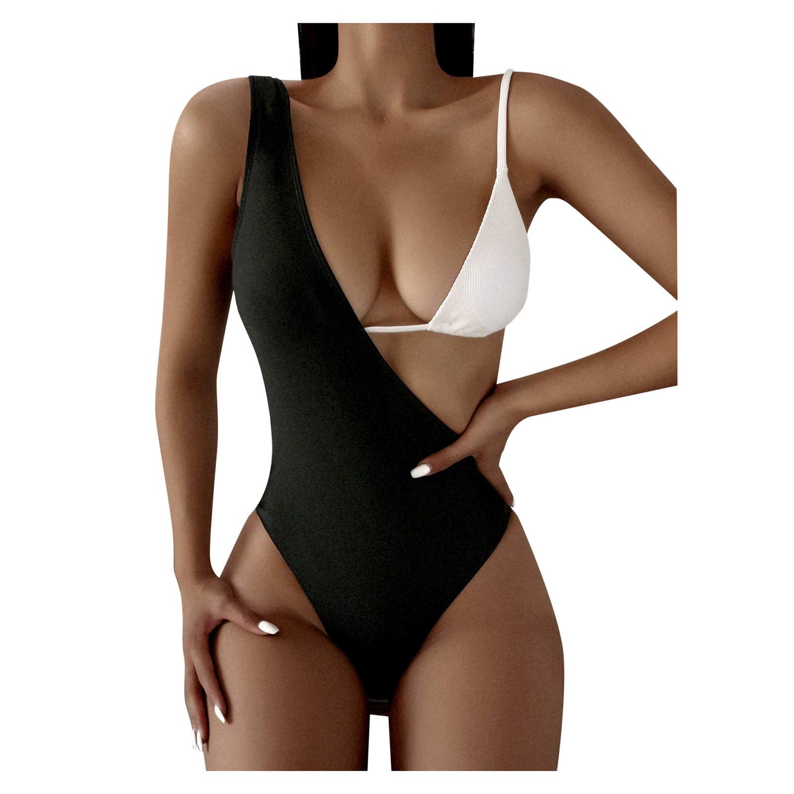 Holzkary Women's One Piece Monokini Swimsuits - Sexy Hollow One Shoulder Bathing Suit for Beach, Pool & Summer Vacations