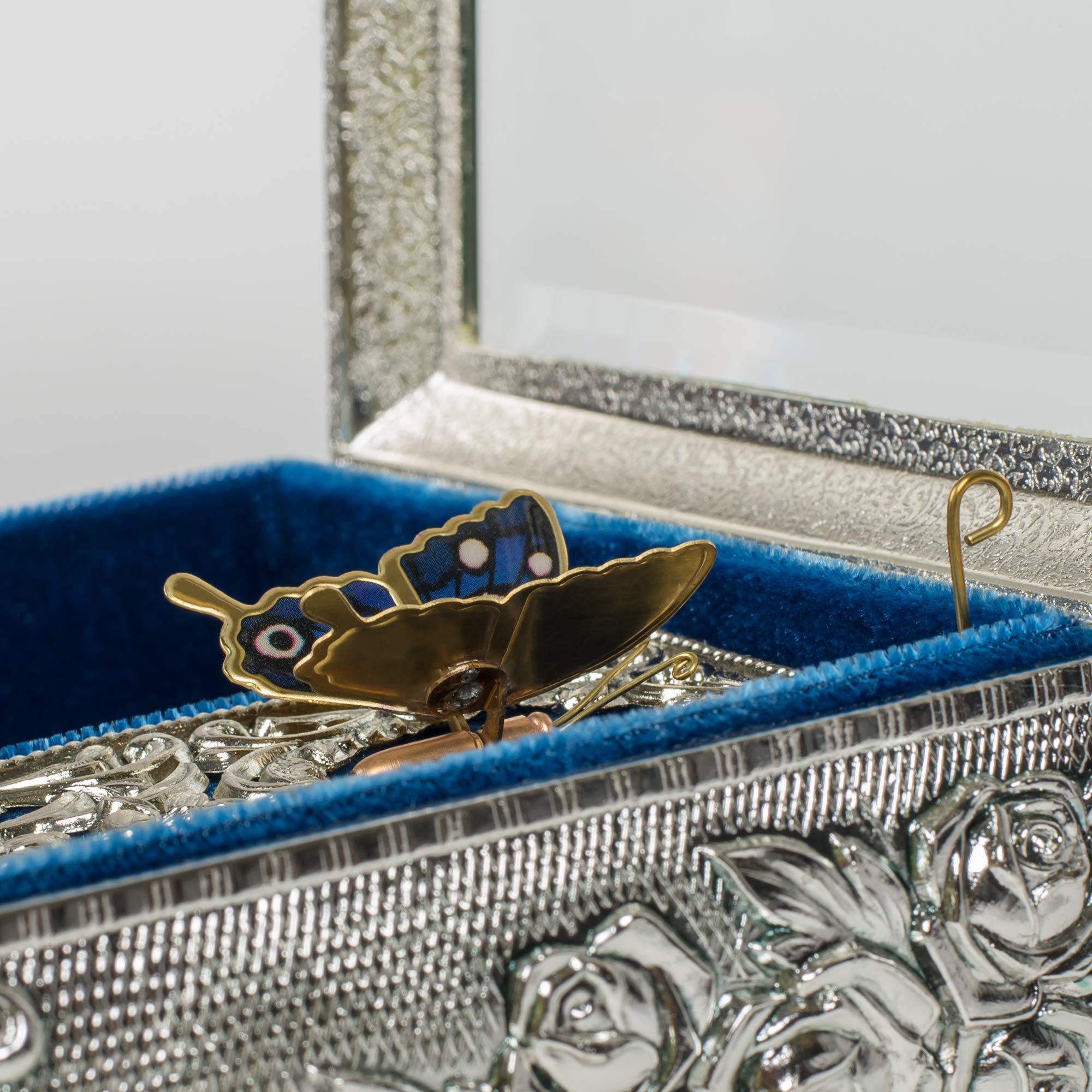 Silver Animated Butterfly Musical Jewelry Box with Moving Wings - Plays Vivaldi's Spring - Perfect Gift for Birthdays, Anniversaries & Home Decor