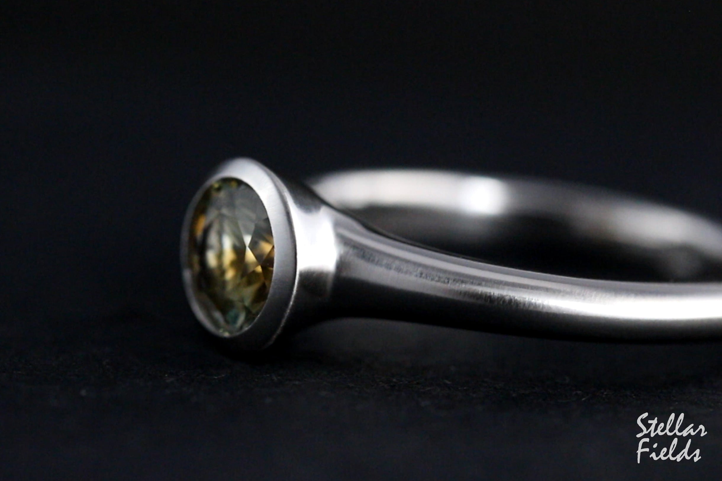 Golden Brown Yellow Montana Sapphire Bezel Engagement Ring - Modern Minimalist Wedding Band for Women - Perfect for Proposals, Anniversaries & Everyday Elegance