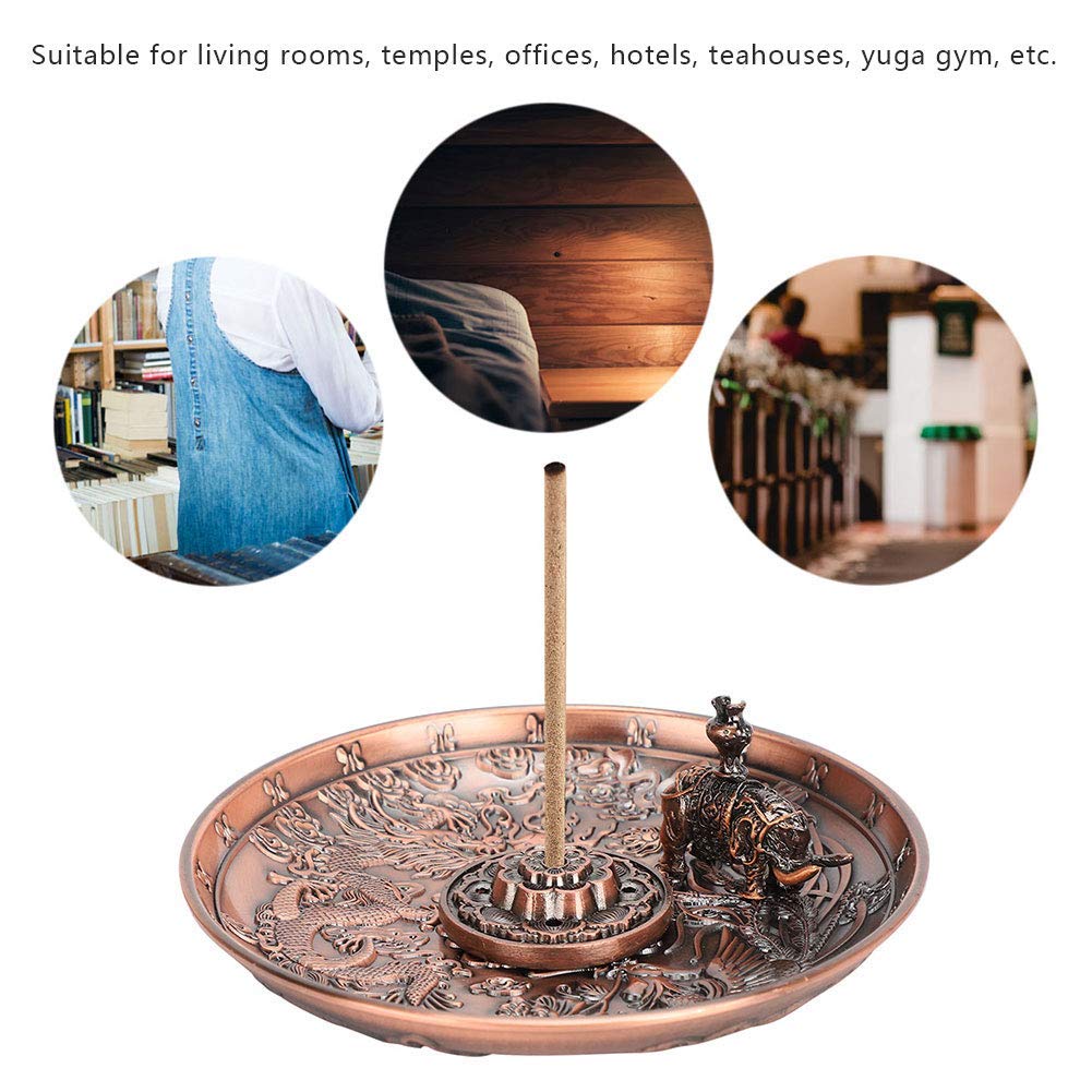 Pssopp Brass Incense Holder - Lotus Stick & Cone Incense Burner with Ash Catcher - Elegant Home Decor for Meditation, Yoga, and Tea Ceremony