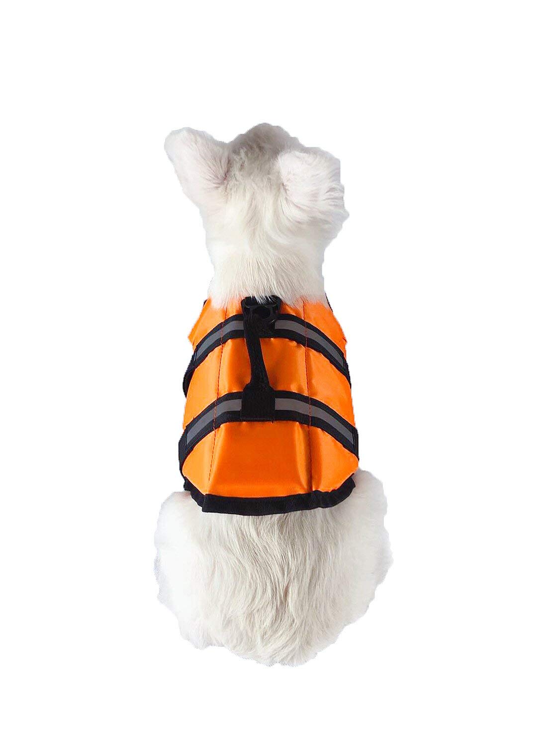 GabeFish Dog Life Jacket - Safety Vest with Reflective Strip & Collar Harness for Small Dogs (Orange, X-Small) - Perfect for Swimming, Boating & Water Activities