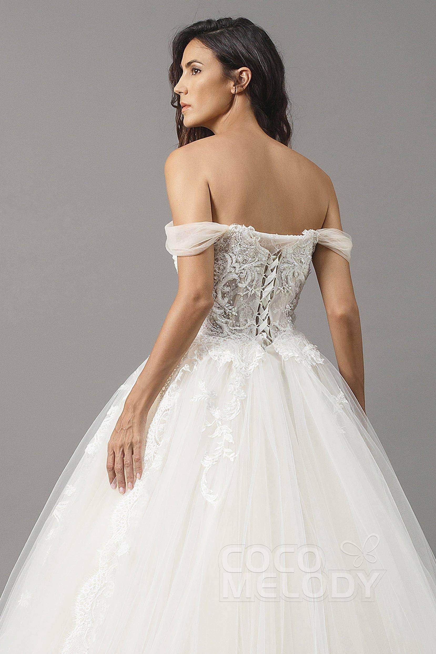 Elegant Princess Court Train Satin & Tulle Wedding Dress LD5066 - Perfect for Bridal Gowns, Formal Events & Fairy Tale Weddings