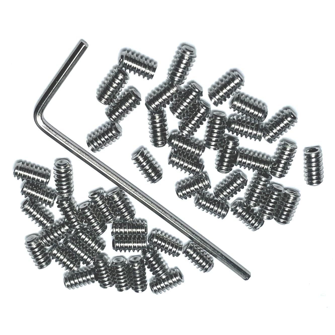 50pcs 6-32 x 1/4 Inch 304 Stainless Steel Hex Socket Set Screws with 1/16 Allen Wrench - Grub Screws for Furniture, Machinery & DIY Projects (1/4