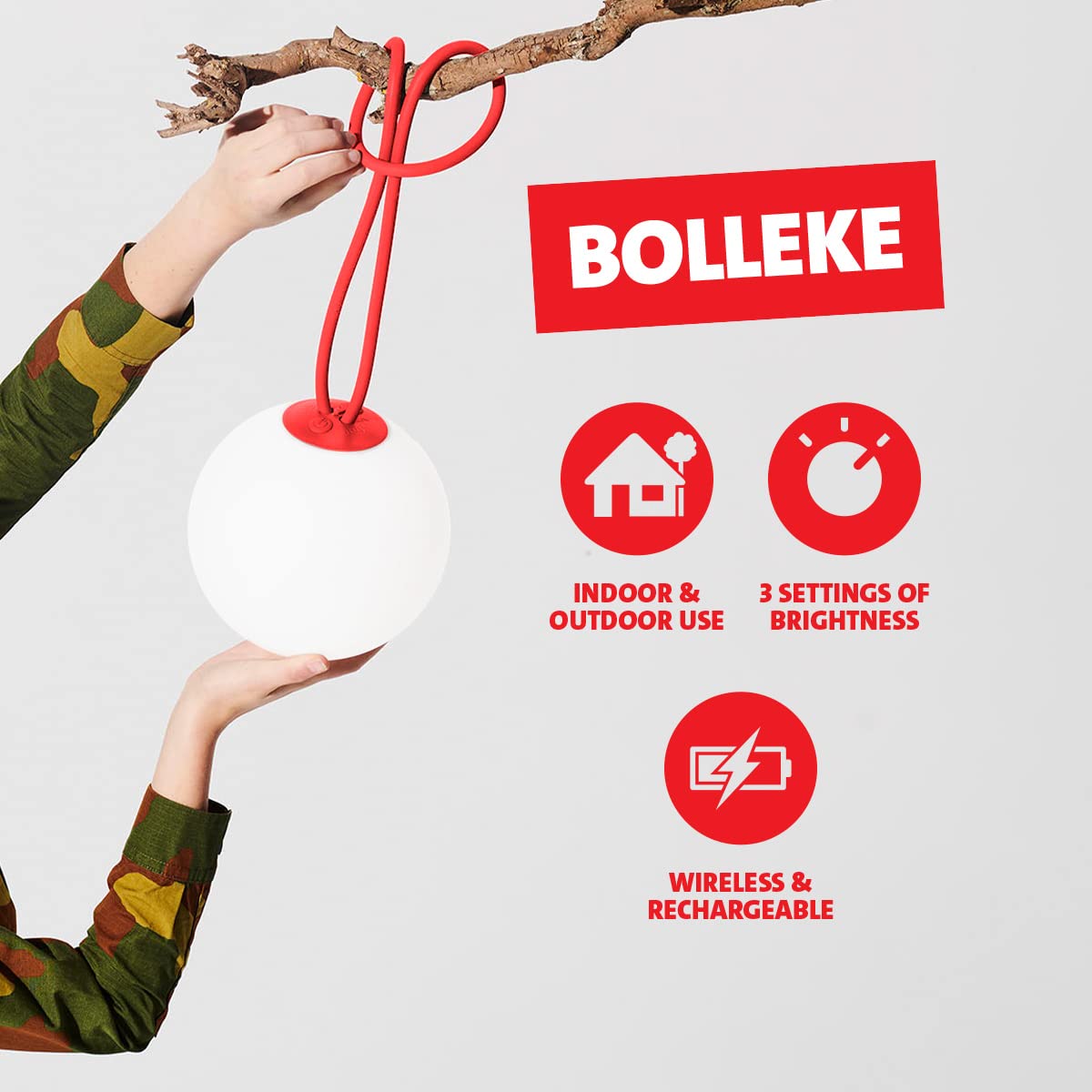 Fatboy Bolleke Lamp in Taupe - Modern LED Table Light for Living Room, Bedroom & Office Decor