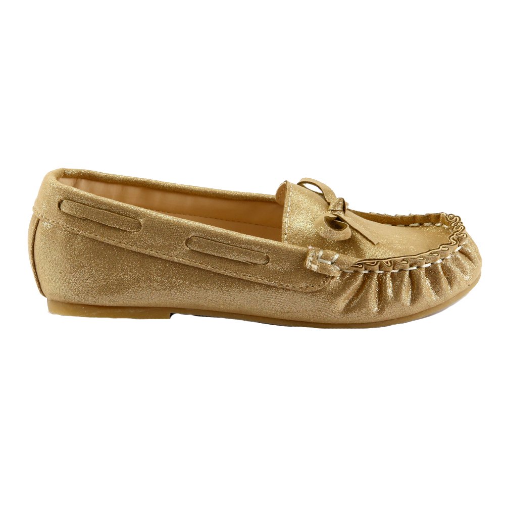 **The Doll Maker Girls' Glitter Moccasins – Toddler & Little Kid Soft Sole Shoes for Indoor & Outdoor Play**