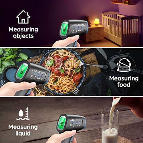 Non-Contact Infrared Thermometer with LCD Display & Memory Function - Fast, Accurate Digital Thermometer for Adults, Babies, Kids - Perfect for Home, Office, Medical Use and Fever Screening