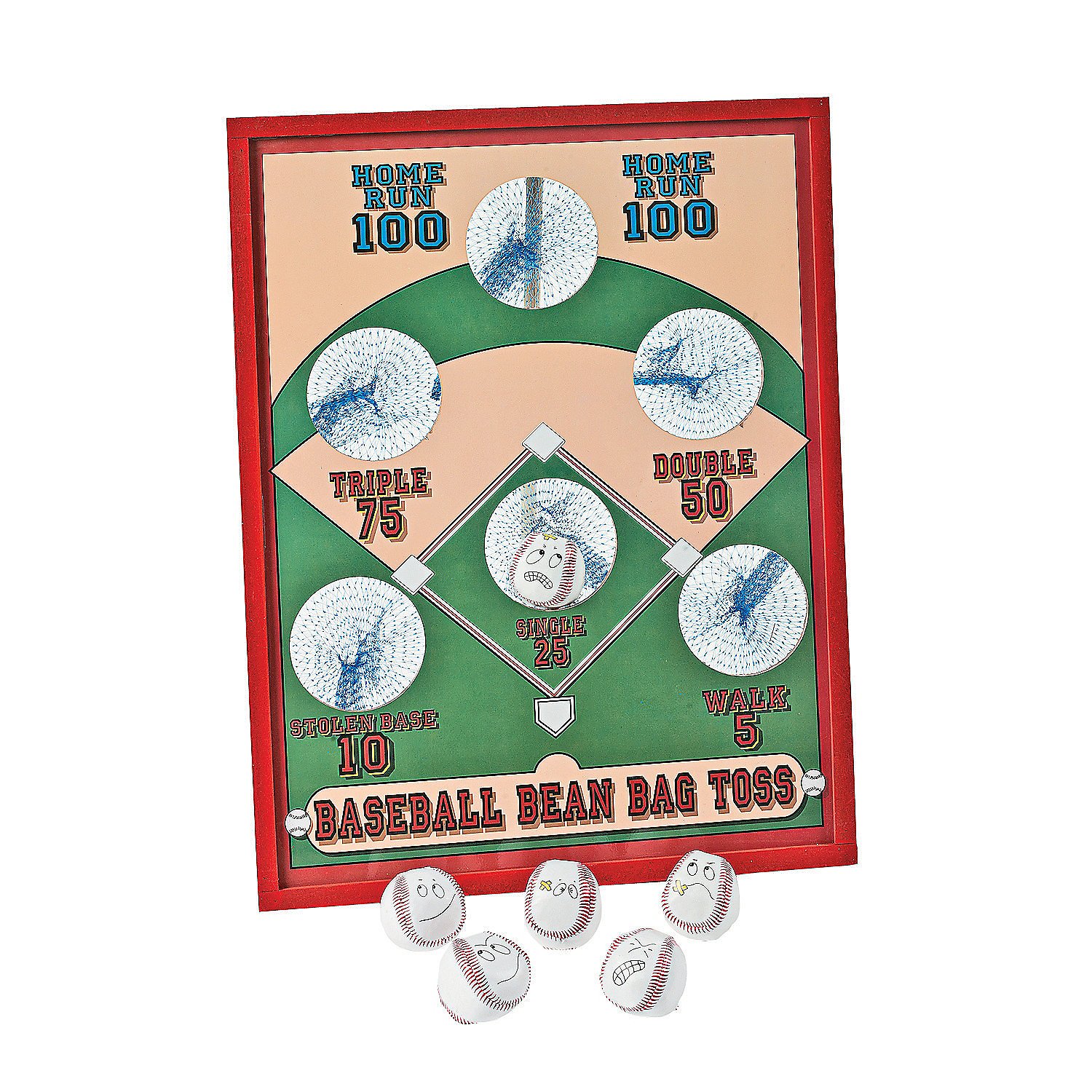 Baseball Bean Bag Toss Game Set - Wooden Board with 5 Bean Bags for Outdoor & Indoor Fun - Perfect for Birthday Parties, Backyard BBQs, and Family Game Nights