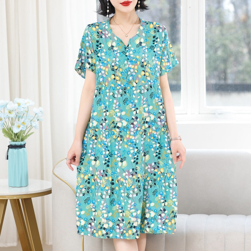 Women's Slim Fit Loose V-Neck Casual Dress - Flowy Summer Dress for Beach, Party & Everyday Wear
