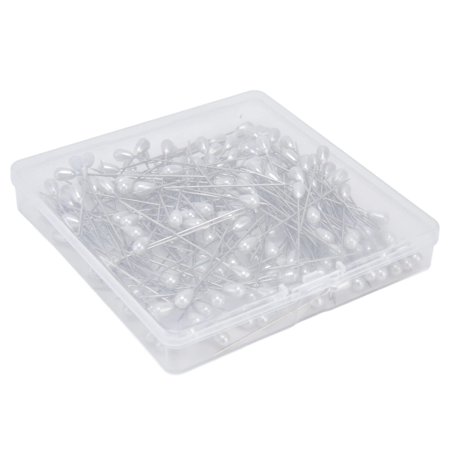 Mumusuki Teardrop Pearl Head Pins - 200pcs Steel Wire and Plastic Wedding Bouquet Pins (55mm/2.2in) for Sewing, Crafting, and DIY Jewelry Making - Perfect for Bridal Bouquets, Corsages, and Floral Arrangements
