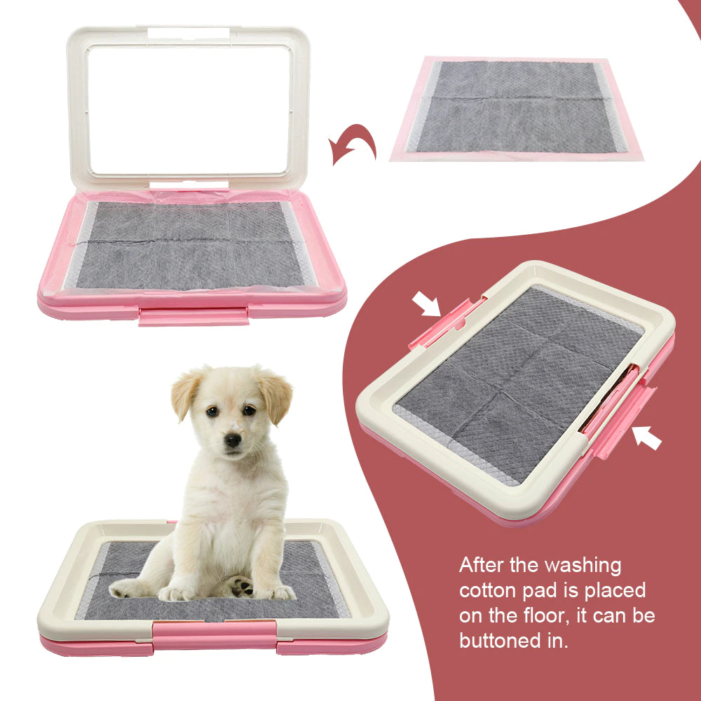 Portable Indoor Dog Training Toilet - Small Dog & Cat Potty Tray with Puppy Pad Holder - Perfect for Housebreaking Puppies & Kittens (Pet Supplies) - Ideal for Apartments, Travel & Small Spaces