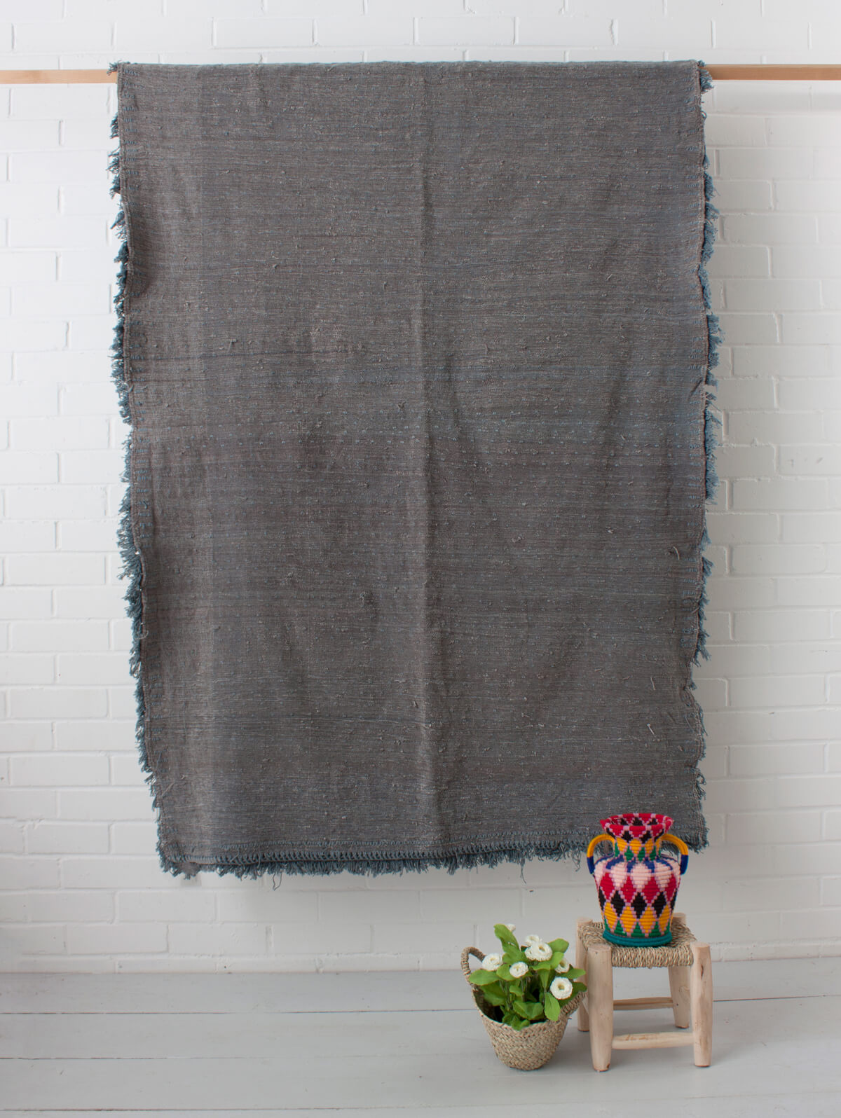 Authentic Moroccan Handira Wedding Blanket No. 128 - Handwoven Berber Textile for Boho Home Decor & Cozy Throw - Perfect for Weddings, Bedrooms & Living Rooms