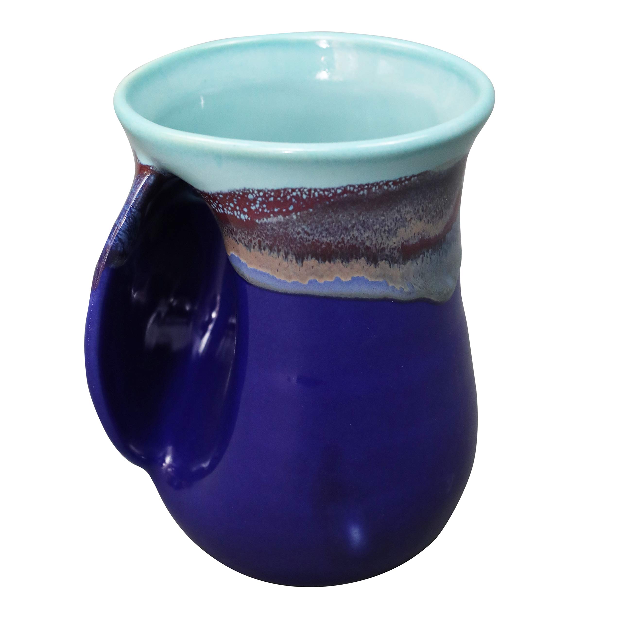 Left Handed Hand Warmer Mug - 12oz Insulated Travel Coffee Cup with Lid, Mystic Water Design - Perfect for Office, Commuting & Outdoor Activities