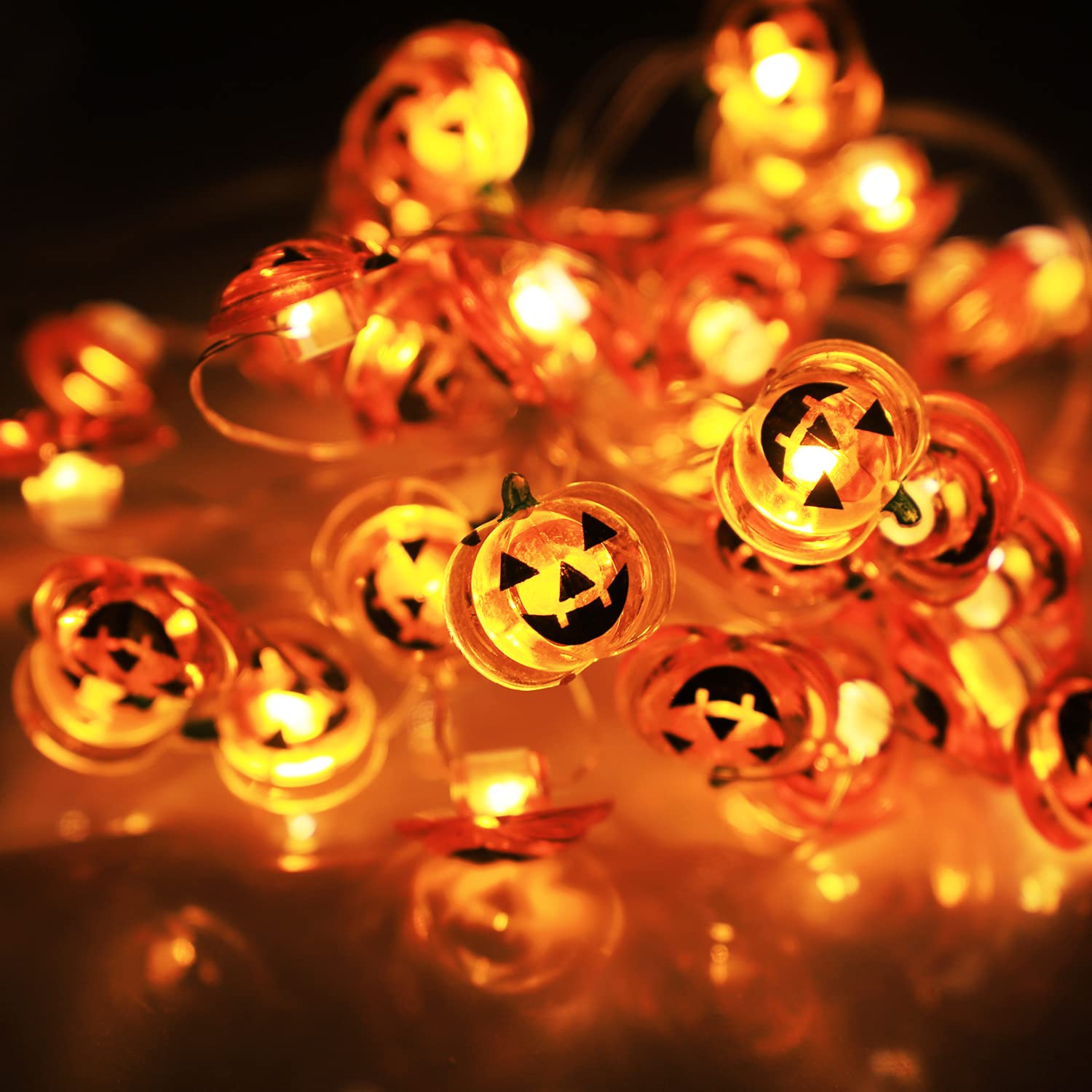 40 LED Pumpkin String Lights - Remote Control, Waterproof, Battery Operated Halloween Decorations for Home, Christmas & Party | Perfect for Indoor/Outdoor Decor, Jack-O-Lantern Displays & Seasonal Lighting