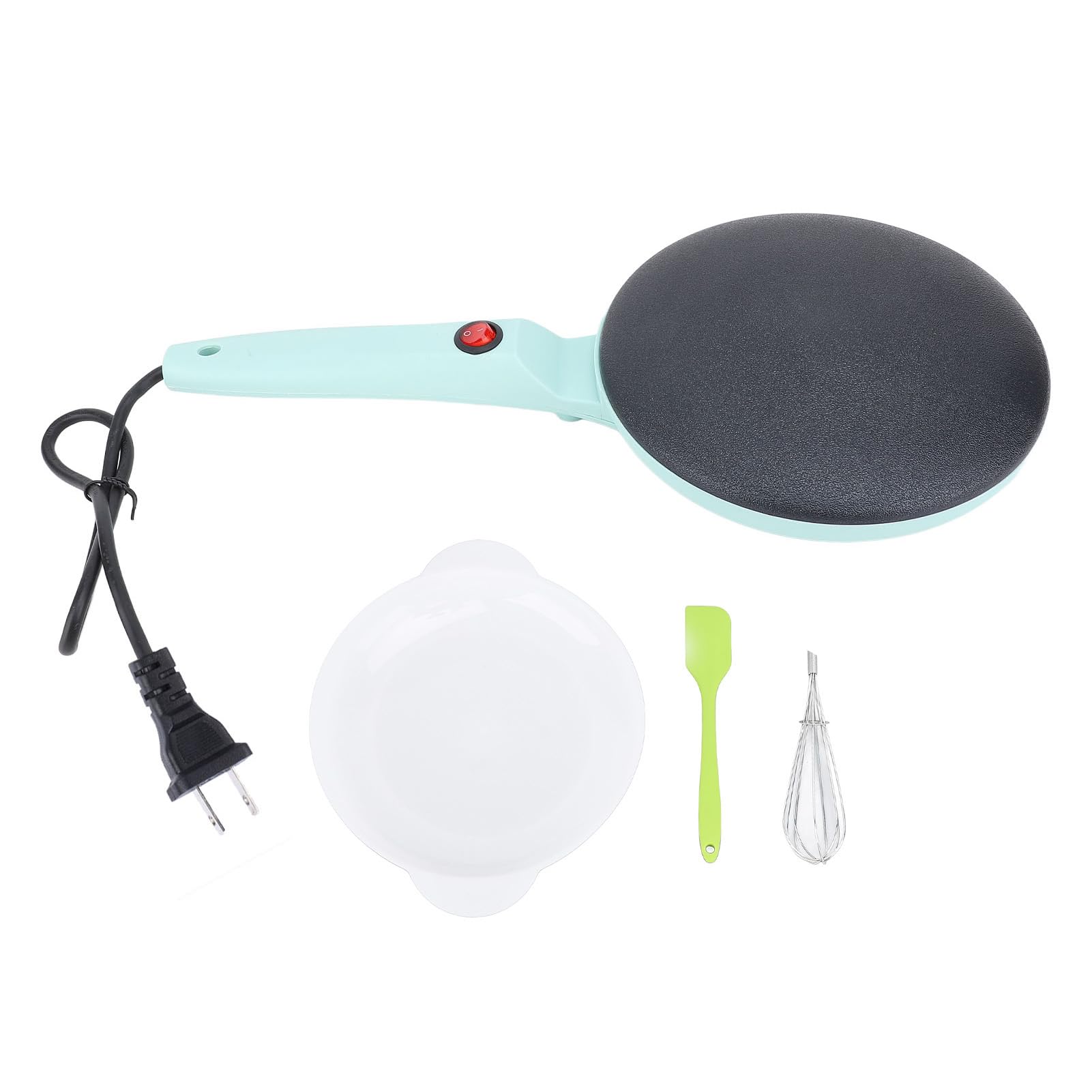 Asixxsix 8-Inch Electric Crepe Maker Machine - Portable Non-Stick Crepe Pan with Auto Temperature Control, Long Handle, Tray, Silicone Spatula & Egg Whisk - Perfect for Breakfast, Brunch & Dessert Making at Home or Cafe