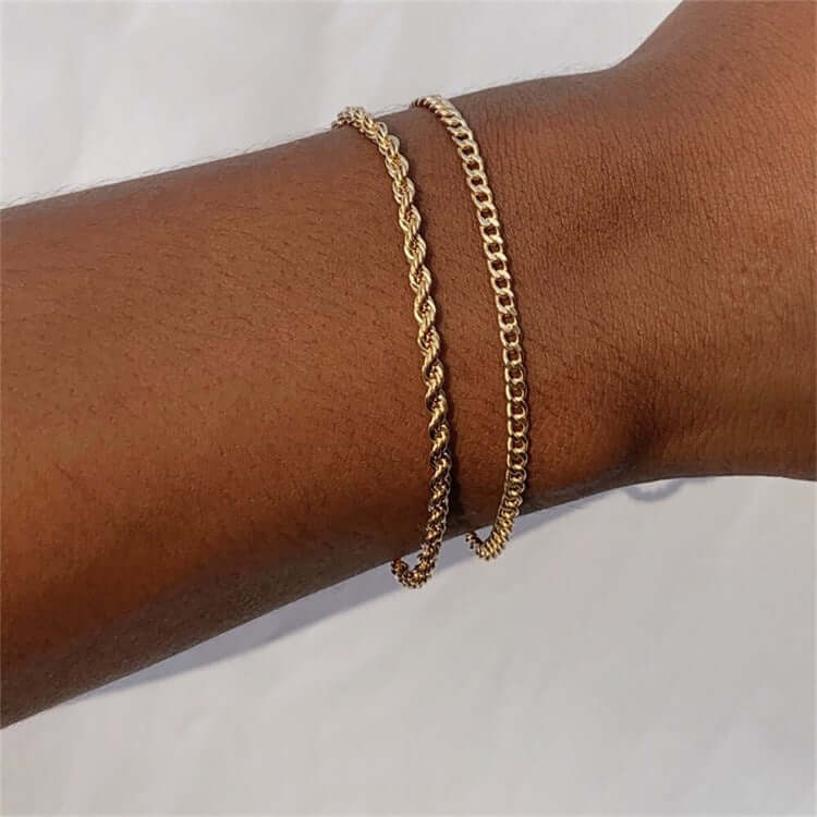 Surgical Steel Rope Cuban Chain Link Bracelet Set for Men & Women | CD004 | Durable & Hypoallergenic Jewelry for Everyday Wear, Gifts & Fashion Accessories