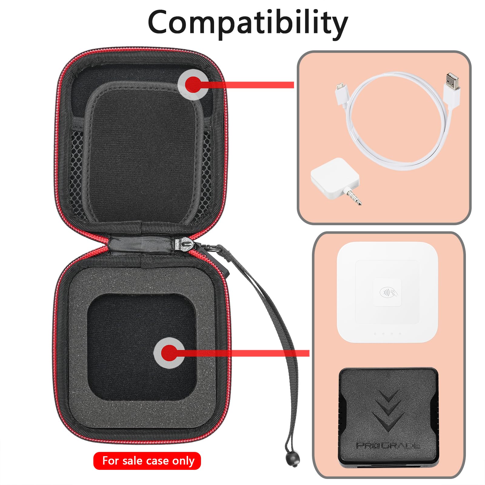 RLSOCO Protective Case for Square Reader 2nd Generation - Waterproof & Dustproof Credit Card Reader Travel Pouch (Black) - Perfect for Mobile Payments, Retail Stores, and On-the-Go Businesses