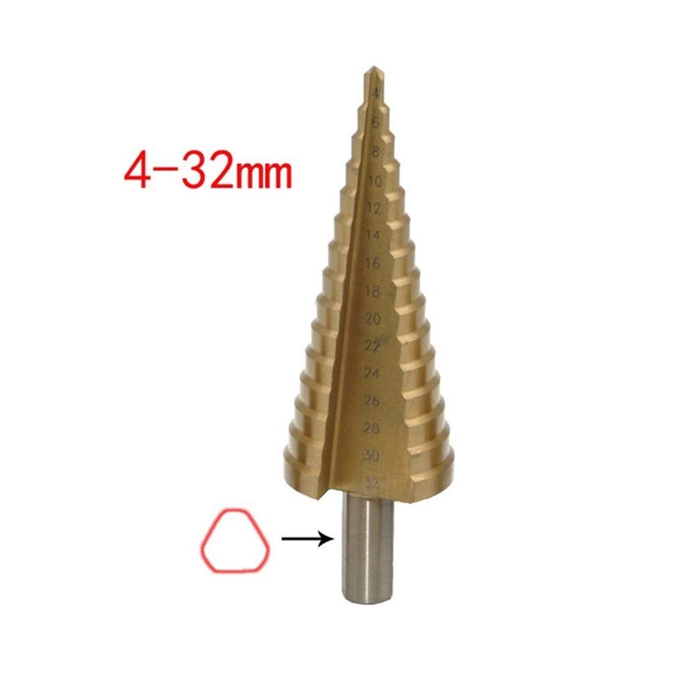 HSS Titanium Step Drill Bit Set - 4-32mm Triangle Handle Pagoda Cone Drill for Metal & Steel - Perfect for Countersunk Holes, DIY Projects & Metalworking