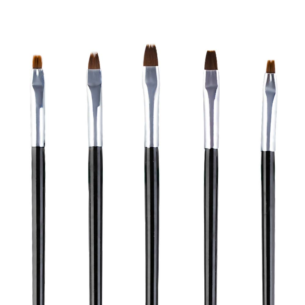 8-Piece Professional Nail Art Brush Set - Acrylic Nail Brush, UV Gel Brush, Manicure Tools for Nail Printing & Gel Polish Application (Black, 5pcs) - Perfect for Salon & Home Nail Care