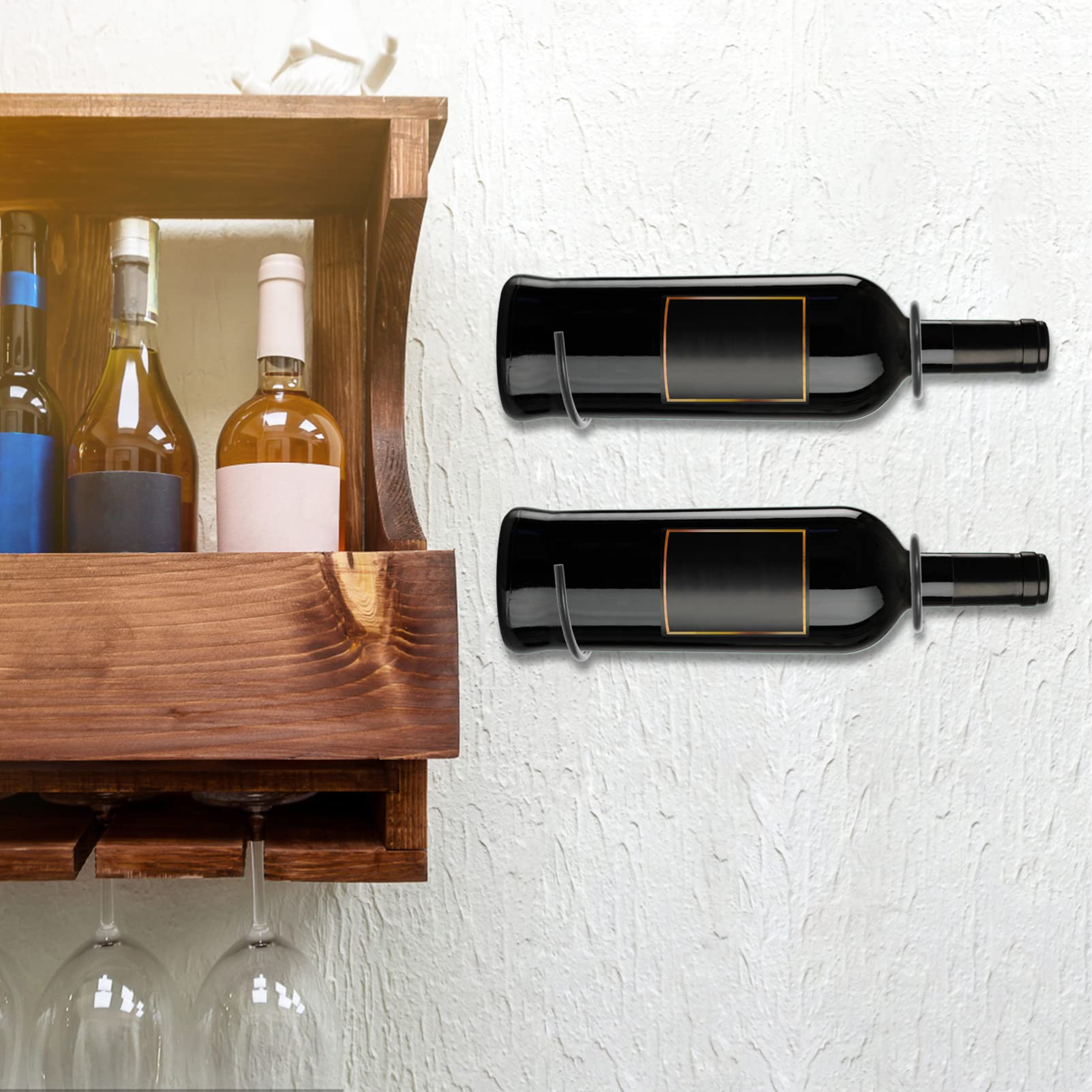 6-Piece Wall Mounted Wine Rack Set - Metal Wine Bottle Storage & Display Holder for Red Wine - Perfect for Kitchen, Bar, Dining Room, and Home Decor