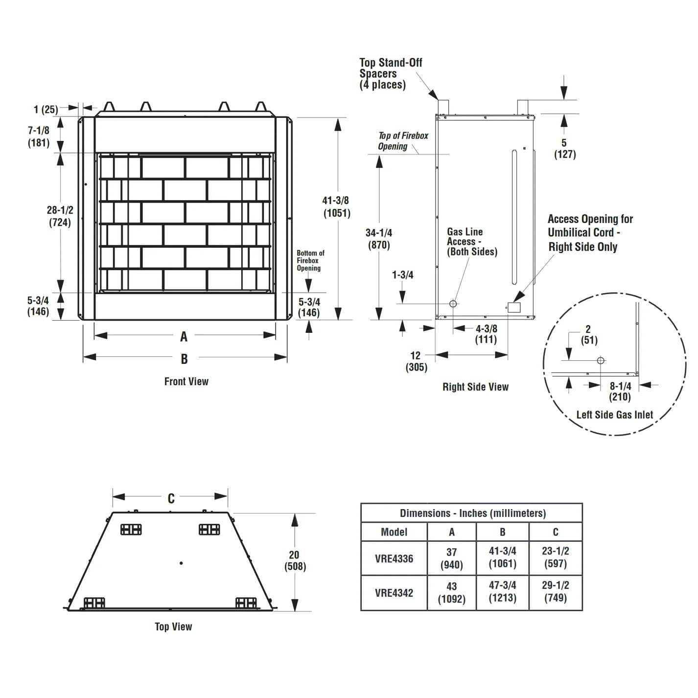 36 Inch Vent-Free Outdoor Gas Fireplace - VRE4336 | Patio, Deck & Backyard Heating Solution