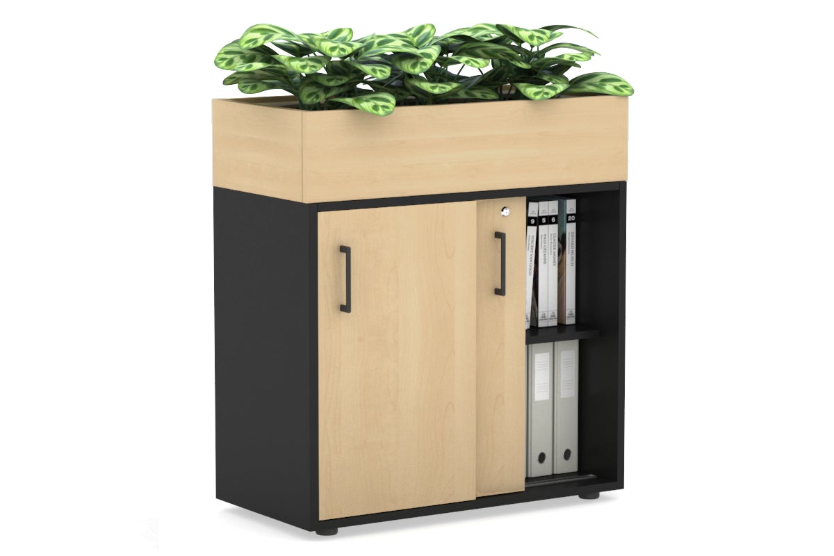 Modern Uniform Credenza with Planter Box - 800W x 975H x 428D - Stylish Storage Cabinet for Home Office, Living Room & Entryway Decor