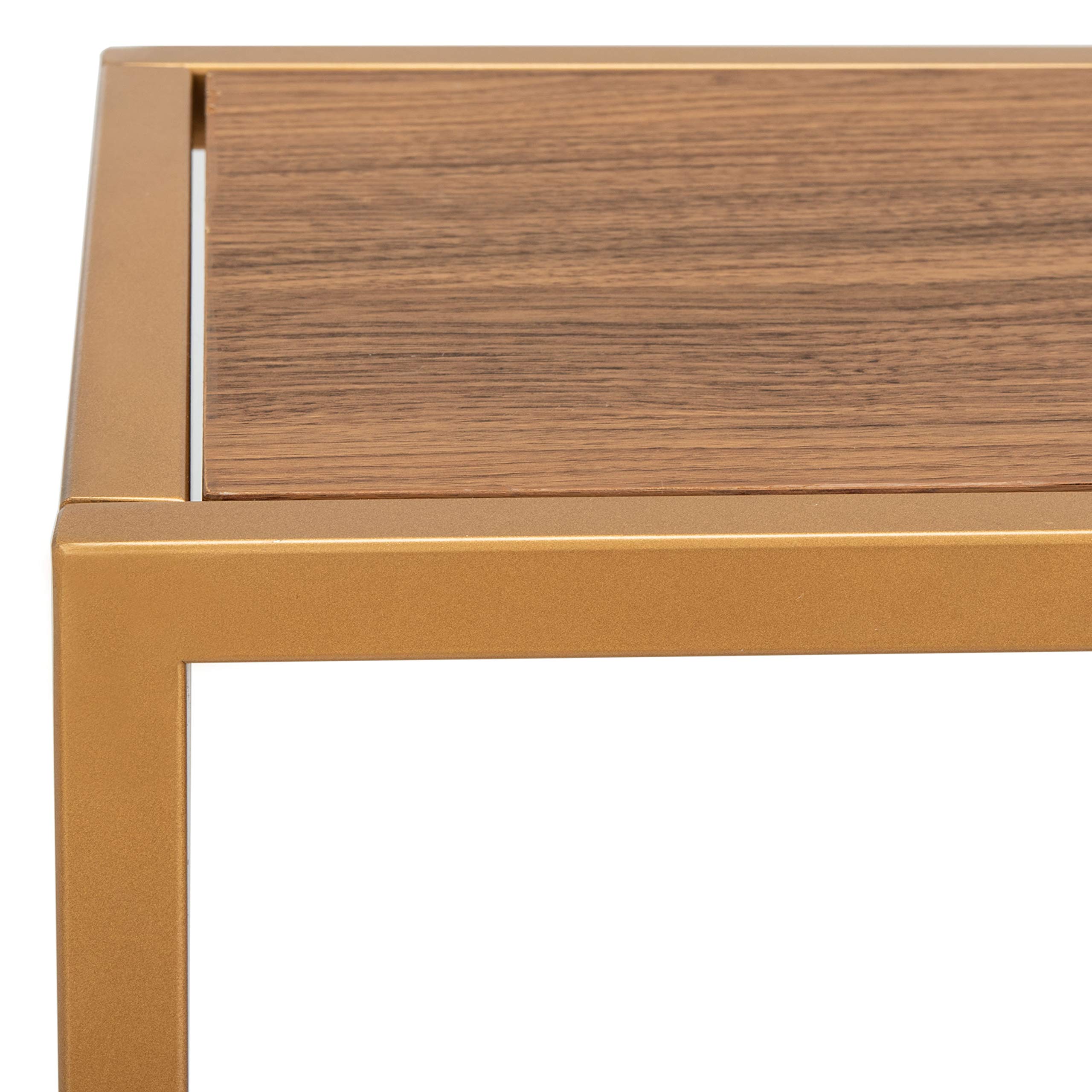 Safavieh Octavia Modern Walnut & Gold Console Table - Elegant Entryway Sofa Table for Living Room, Hallway & Foyer Decor