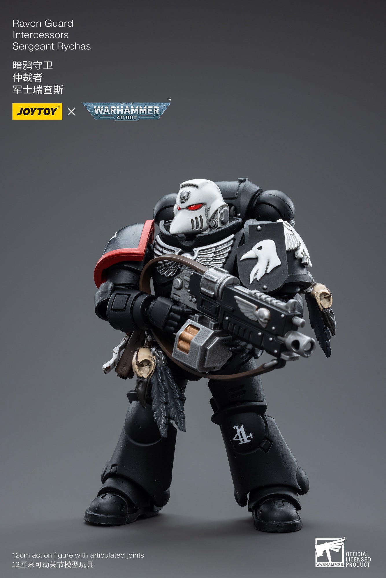 JOYTOY 1/18 Scale Warhammer 40K Raven Guard Intercessors Sergeant Rychas Action Figure - Collectible Miniature for Tabletop Gaming & Display